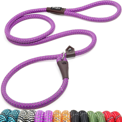 Fida Durable Slip Lead Dog Loop Leash, 6 FT x 1/2" Heavy Duty , Comfortable Strong Rope Leash for Large, Medium Dogs, No Pull Pet Training Leash w...