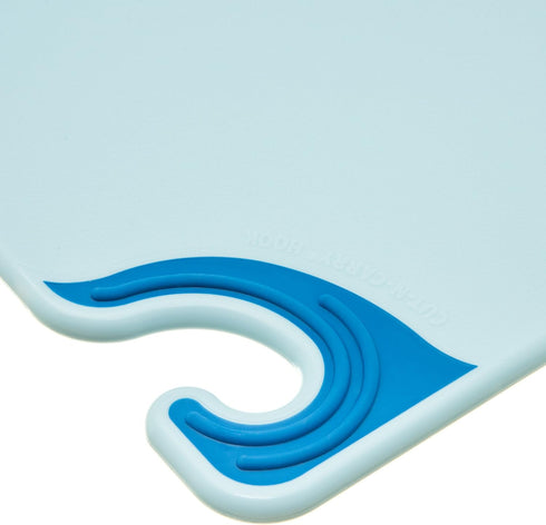 San Jamar Saf-T-Grip Plastic Cutting Board with Safety Hook, 12" x 18" x 0.5", Blue...