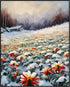 Posterizer 1 pcs-snowy winter flowers scene in oil painting style-14-Floral & Botanical Art-Landscape & Nature Art-Living Room Bedroom Decor- unfr...