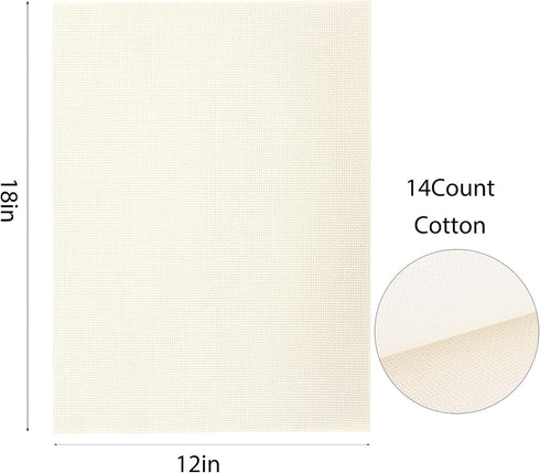 Aida Cloth 14 Count Cross Stitch Fabric 12×18inch 6 Pieces 3 Colors (Natural+Khaki+Tan)...