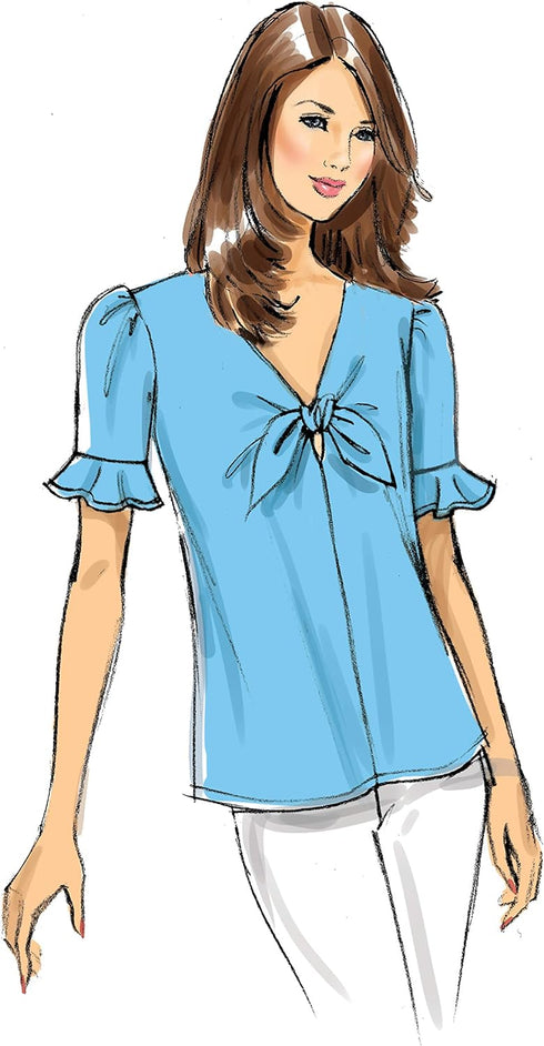 Butterick B6662D5 Easy to Sew Women's Pullover Tie Front Blouse Sewing Patterns Sizes 12-20...