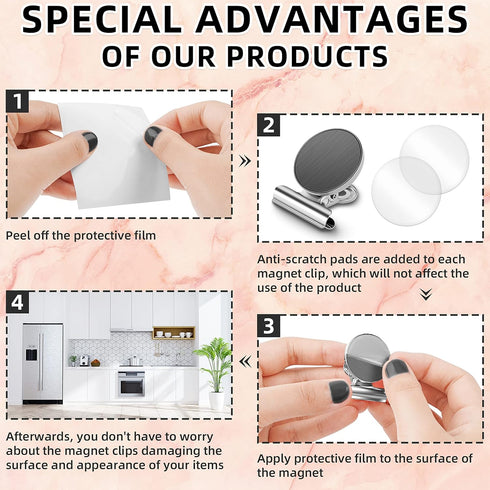 GRTARD 6 Pack Magnetic Clips Strong Refrigerator Magnet Clips with Anti-Scratch Sticky Pads, Clips Magnets for Fridge, Whiteboard Magnets Clips Fr...