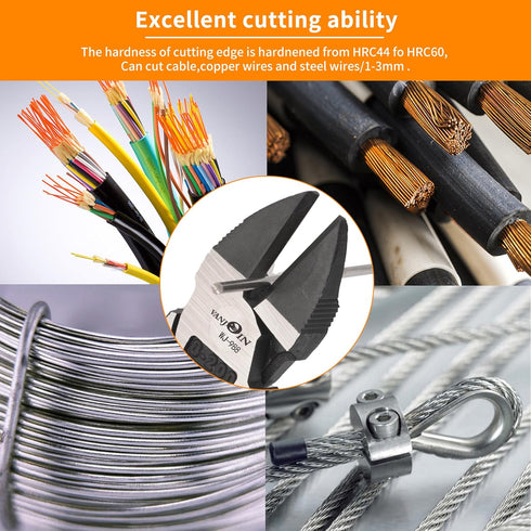 8 inch Wire Cutters, 4-in-1 High Leverage Wire Diagonal Cutting Pliers with Wire Stripper Crimper, Heavy Duty Side-Cutting Pliers, Multi-function ...