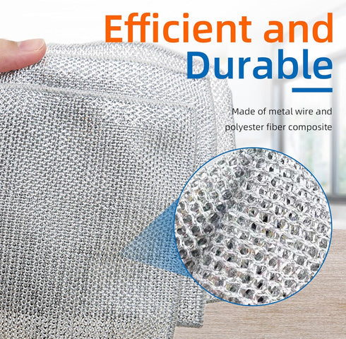 Large Size Non Scratch Steel Wire Dishwashing Rags,Substitute for Steel Wool Scrubbers,Kitchen Cleaning Cloths, Multifunctional Wire Dishcloth for...