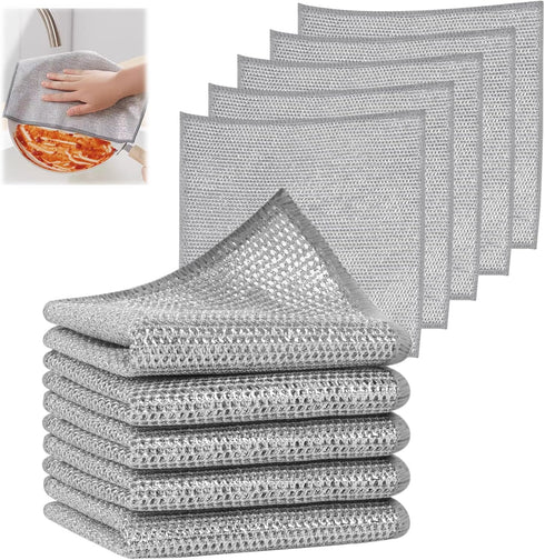 SINLAND Multipurpose Wire Dishwashing Rags Non-Scratch Cleaning Cloths Double-Sided Mesh Metal Wire Cleaning Cloth for Dishes Sinks Counters Stove...