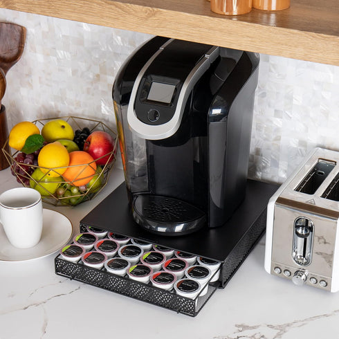Mind Reader Single Serve Coffee Pod Drawer, 36 Pod Capacity, Countertop Organizer, Metal, 12.75" L x 13" W x 3" H, Black...