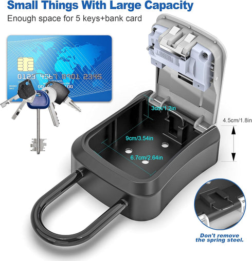 Key Lock Box With Retractable Key Tether,Fixed in the Lock Box to Prevent Carrying the Key With You After entering the Room,With Removable Shackle...