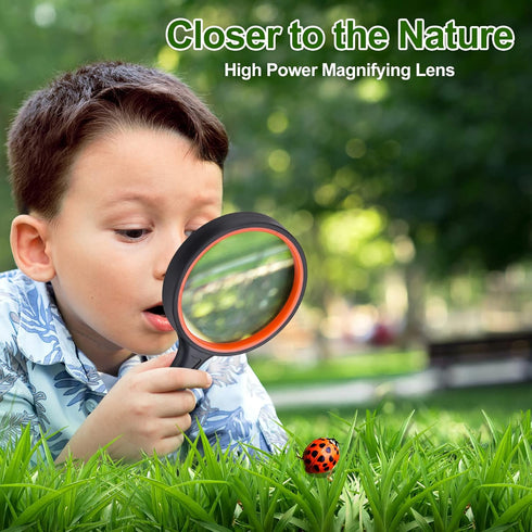 2PCS Upgrade 10X Magnifying Glass, Large Handheld Magnifier Magnafying. Glasses for Kids/Seniors Reading, 3 Inch Shatterproof Lupa Magnify Glass L...