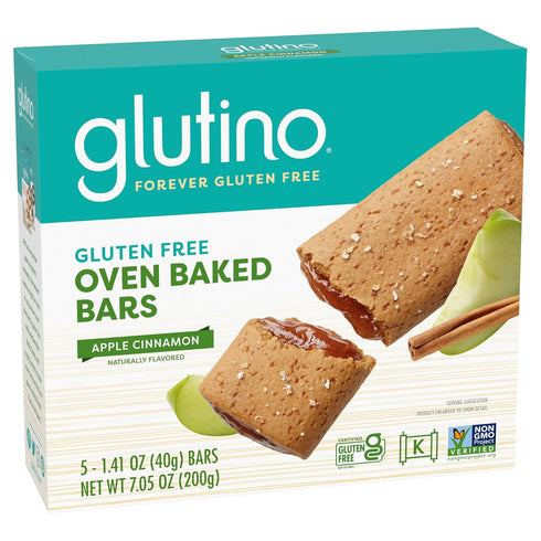 Glutino Gluten Free Oven Baked Bar, Apple Cinnamon, Naturally Flavored, 5 ct...