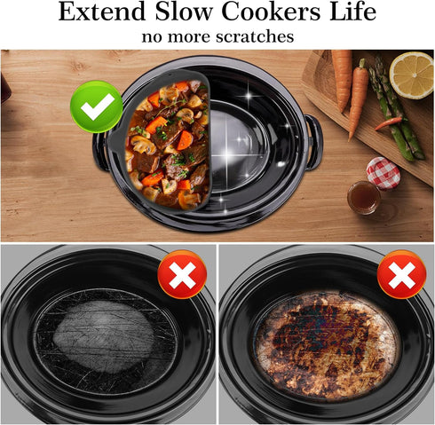 Slow Cooker Liners, Silicone Crock Pot Liners Oval, Reusable Crock Pot Divider for 6QT Crock, Leakproof, Dishwasher Safe BPA Free(Grey+Black)...