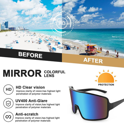 Karsaer Vision Sports Cycling Sunglasses Rave Visor Outdoor Baseball Softball Glasses 80s Shades Women Men...