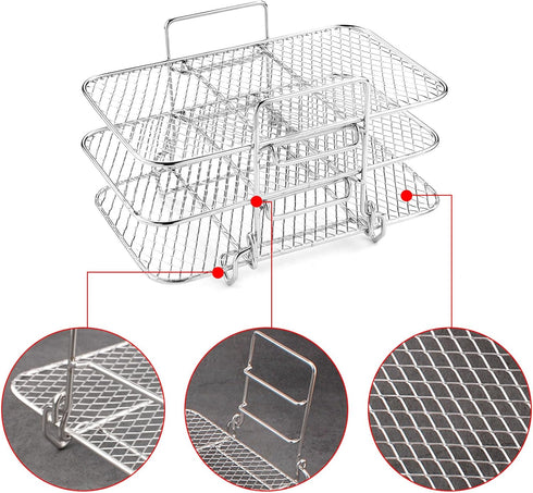 3 Layers Dehydrator Rack Accesories, Air Fryer Rack Stainless Steel Compatible with Instant Pot Vortex, Pressure Cooker Grill Rack for Ninja Foodi...