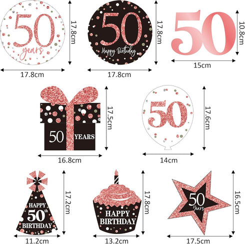 Blulu 50th Birthday Decorations for Women,Rose Gold Happy 50th Birthday Decorations Hanging Swirls Ceiling Decor Shiny Foil Swirls for Party Suppl...