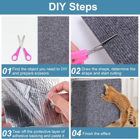 Mity rain 4PCS Cat Scratch Furniture Protector Mats 23.6“X11.8”Trimmable Self-Adhesive Cat Scratch Pads with 8PCS Furniture Nails Cat Couch Protec...