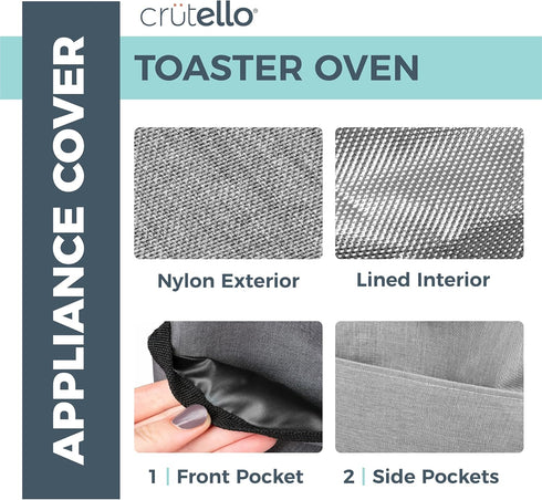 Crutello 6 Slice Toaster Oven Cover with Storage Pockets - Small Appliance Dust Covers, Small Toaster Oven cover, 6 Slice Toaster Cover, Heavy Dut...