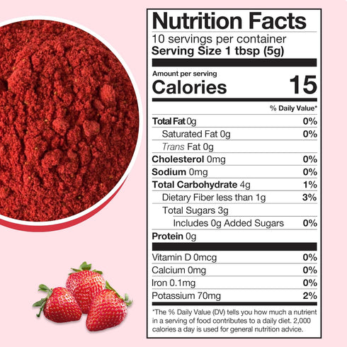 Freeze Dried Strawberry Powder For Baking (1.76 Oz) No Sugar, Pure - 100% Natural Freeze Dried Strawberries for Smoothies - Sustainably Grown, Glu...