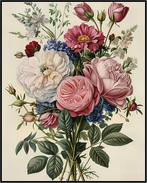 Posterizer 1 pcs-lush bigpink and white bouquet of flowers-Floral & Botanical Art-Abstract & Modern Art-Decor for Home & Office- UNFRAMED Wall Art...