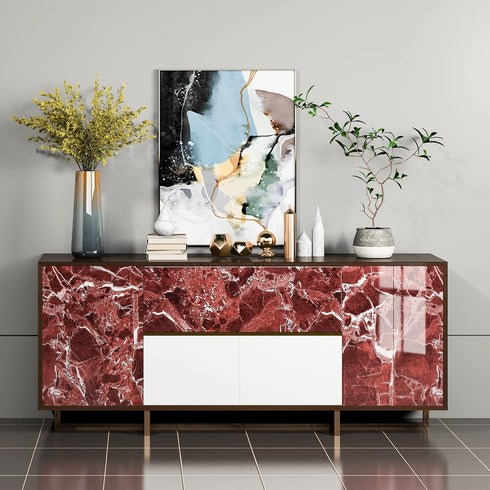 88"x15.8" Red Brown Marble Contact Paper for Countertop Faux Granite Wallpaper Covers Counter Top Peel and Stick Waterproof Wallpaper for Decor Ki...