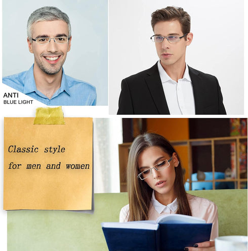 EYEURL Half Frame Reading Glasses Men and Women - Blue Light Blocking 1 Pair Computer Readers (Black, 2.5)...