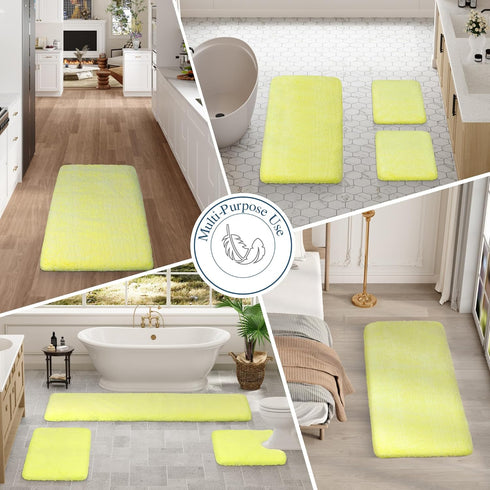 Walensee Bath Rug Non Slip Bathroom Mat (20 x 32, Yellow) Water Absorbent Soft Microfiber Shaggy Bathroom Rug Machine Washable Bath Mat Thick Plus...