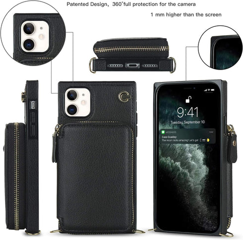 Asuwish Phone Case for iPhone 11 6.1 Wallet Cover with Screen Protector and Zipper Card Holder Slot Stand Leather Flip Cell Accessories iphone11ca...