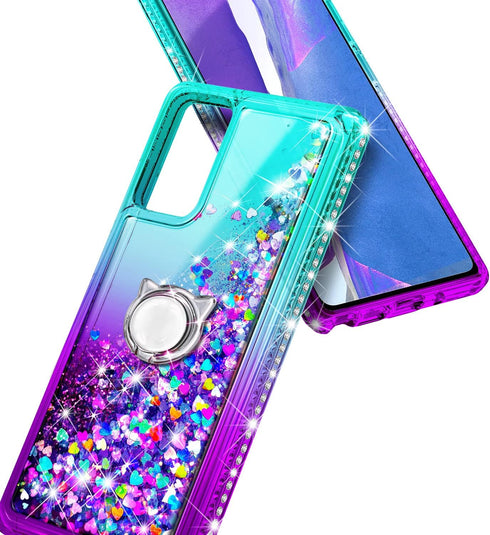 NZND Designed for Samsung Galaxy A03S Case, AO3S Phone Case, Glitter Liquid Floating Waterfall Girls Women Kids Cute Case with Tempered Glass Scre...