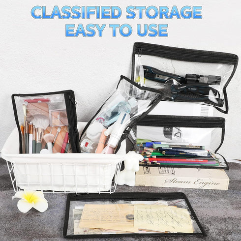 8 Pieces Clear Zipper Pouches Pencil Pouches PVC Makeup Pouch Envelopes Folder Storage Multi purpose Pouch Document File Organization Bags, Office...