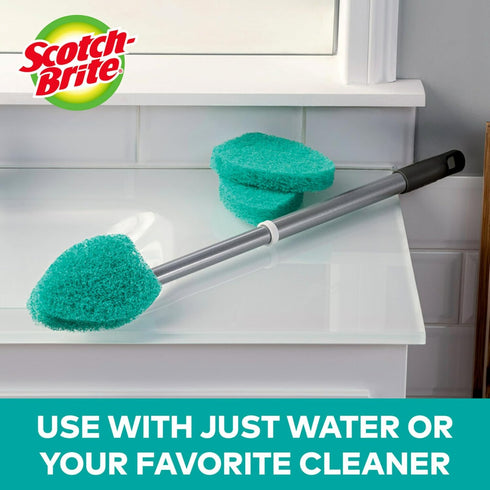 Scotch-Brite Extendable Tub & Tile Scrubber Kit, Includes 1 Handle and 3 Non-Scratch Scrubber Pads...