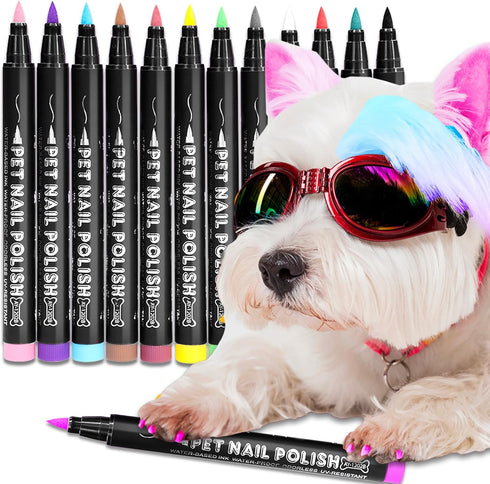 Quick Dry Dog Nail Polish Pens 12 Colors,Pet Safe and Non-Toxic Nail Polish Easy Application for Dogs, Cats, and Small Pets Nail Accessories...