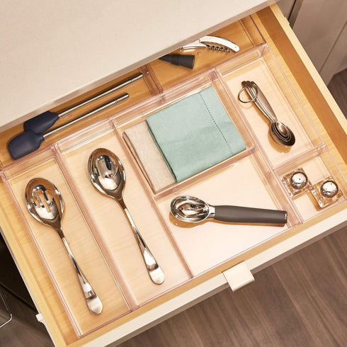 iDesign Clarity Plastic Drawer Organizer for Vanity, Countertop, Bathroom, Kitchen and Cabinet Storage, 8" x 4" x 2", Clear...