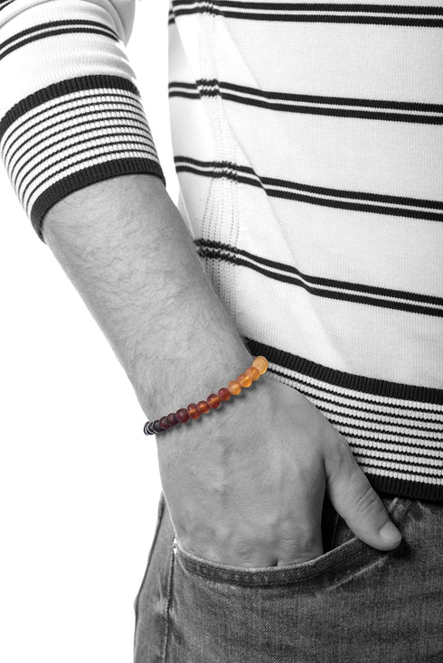 AMBERAGE Natural Baltic Amber Bracelet for Adults (Women/Men) - Hand Made from Raw-Unpolished/Certified Baltic Amber Beads(6 Colors) (7, Raw-Unpol...