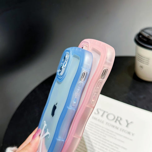 R'hllor Pink Case for iPhone 11, A - Z Initials Personalized Phonecase for Women, Cute Curly Wave Edge TPU Protective Phone Cover, Kawaii Phone Ca...