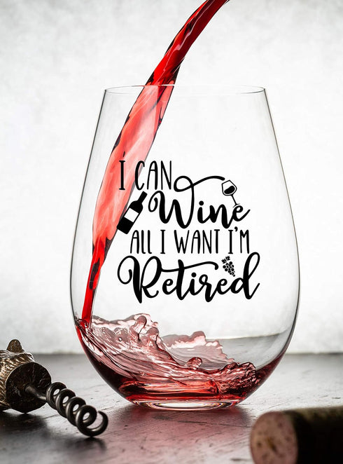 GLASSICLE Retirement Wine Glass - 15 Oz, Scratch-Resistant Funny Wine Glass - Funny Retirement Gifts for Women - Unique Retirement Glass for Wine ...