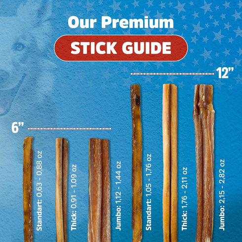 Stark Sticks 6'' Natural Bully Sticks for Small, Medium, Large Dogs - 100% Grass-Fed Beef, Chews Sticks for Dogs, Treats, Long Lasting - Fully Dig...