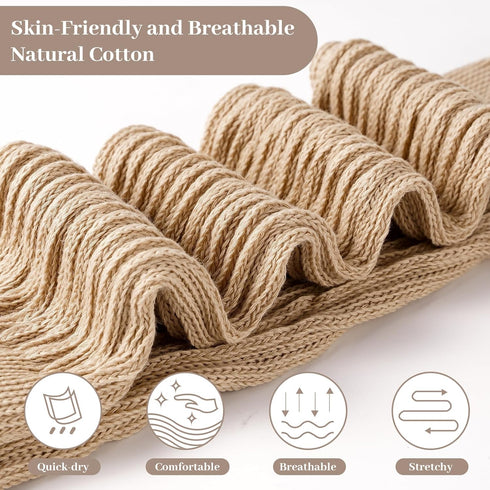 Moon Wood Women Slouch Socks 3 Pairs Extra Long Cotton Knit Knee High Thick Scrunch Socks Size 9-11...