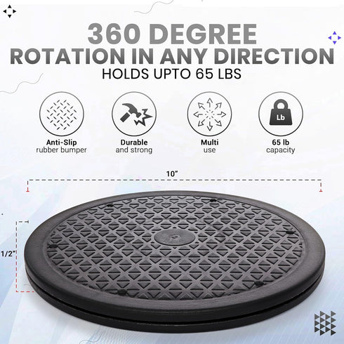 12 Inch Lazy Susan Turntable Organizer, Non Skid Large Lazy Susan Turntable for Cabinet, Computer or Laptop, Plastic Turn Table, Black, 1 PC...