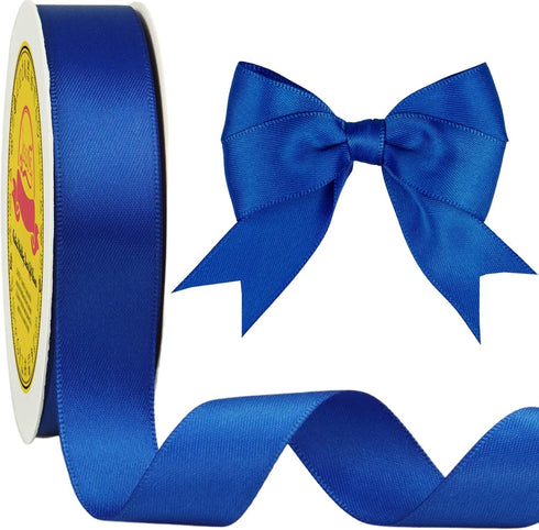 Double Face Royal Blue Satin Ribbon 7/8 inch X 25 Yards Polyester Royal Blue Ribbon for Gift Wrapping Very Suitable for Weddings Party Invitation ...