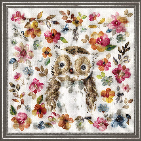 Design Works Crafts Watercolor Owl Counted Cross Stitch Kit, White...