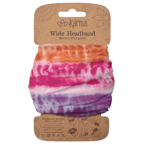Karma Rainbow Tie Dye Headband for Women - Wide - Fabric Headband and Stretchy Hair Scarf - Multicolor...