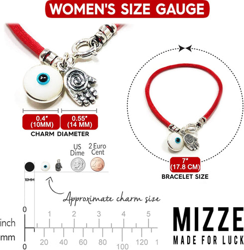 3 in 1 Evil Eye Charm Bracelet for Luck with Silver Hamsa Hand of Fatima Protection Charm on Lucky Red String - 7" Stylish Bracelet for Women, Mom...
