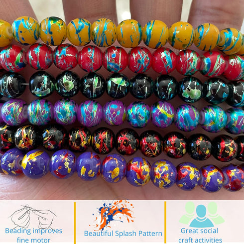 Linpeng 8mm Glass Beads Round Bulk for Bracelet, DIY Jewelry Supplies, Gift for Beader, 300 Beads Multi-Colors, Small...
