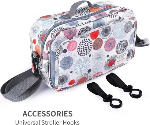 Baby Stroller Caddy Organizer for Baby Storage On The Go with Muti Pockets, Non-Slip Stroller Hooks and Adjustable Strap...