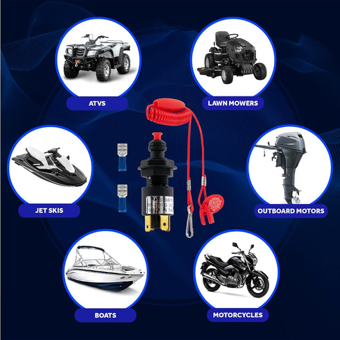 Five Oceans Marine Universal Emergency Cut-Off Switch, Kill Switch for Boat, Engine Shut-Off Switch 12VDC, Coil Extendable Lanyard, Snap Hook and ...