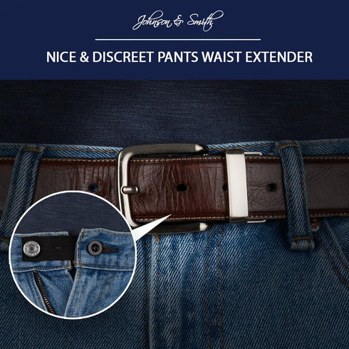 Johnson & Smith Elastic Pants Waist Extenders (6 Pack), Adjustable Waistband Expanders for Men and Women, Jeans Pants Button Extender Set (Black)...