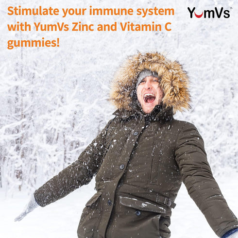 Zinc Vitamin C and Echinacea Gummies for Adults and Kids by YumVs | Chewable Gummy - Vegetarian, Halal, Kosher | Orange Flavor - 60 Count...