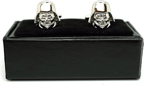 Teri's Boutique Men's Jewelry Star Wars Darth Vader Head Silver Tone Cufflinks Pair w Box...