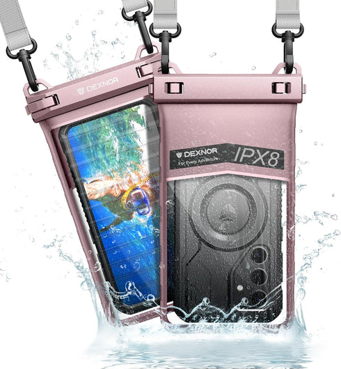 Dexnor IP68 Waterproof Phone Pouch, Universal 3D Cellphone Dry Bag Case with Adjustable Double-hook Lanyard for iPhone 15 14 13 12 Pro Max XS Plus...