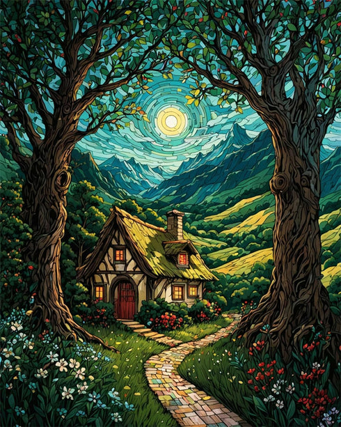 ldazao Landscape Paint by Numbers Kit for Adults Beginner Moon Forest Adult Paint by Number Kits On Canvas Adults' Paint-by-Number Kits DIY Oil Pa...