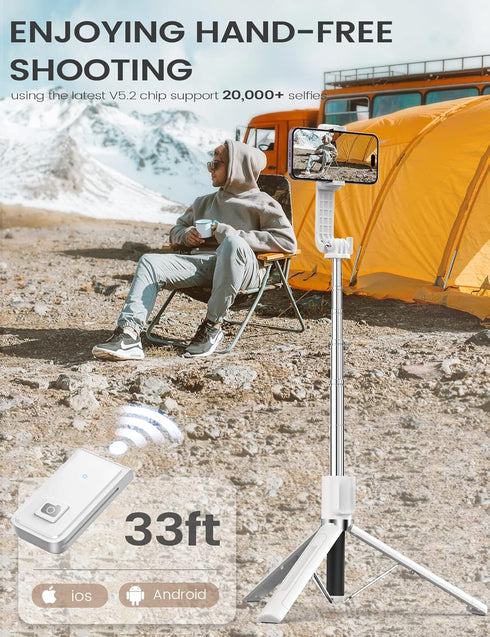 Selfie Stick Tripod with Remote, ANXRE Portable 5 in 1 Selfie Stick Phone Tripod, Wireless Selfie Stick Tripod for Cell Phone Compatible with iPho...