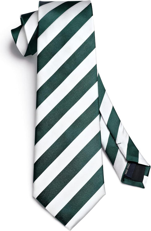 HISDERN Mens Tie Striped Ties and Handkerchief Set Business Formal Woven Pocket Square Wedding College Stripe Necktie...